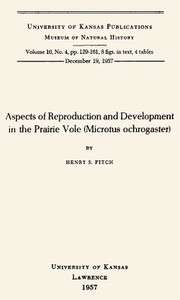 Cover of Aspects of Reproduction and Development in the Prairie Vole (Microtus ochrogaster) — Text and Context